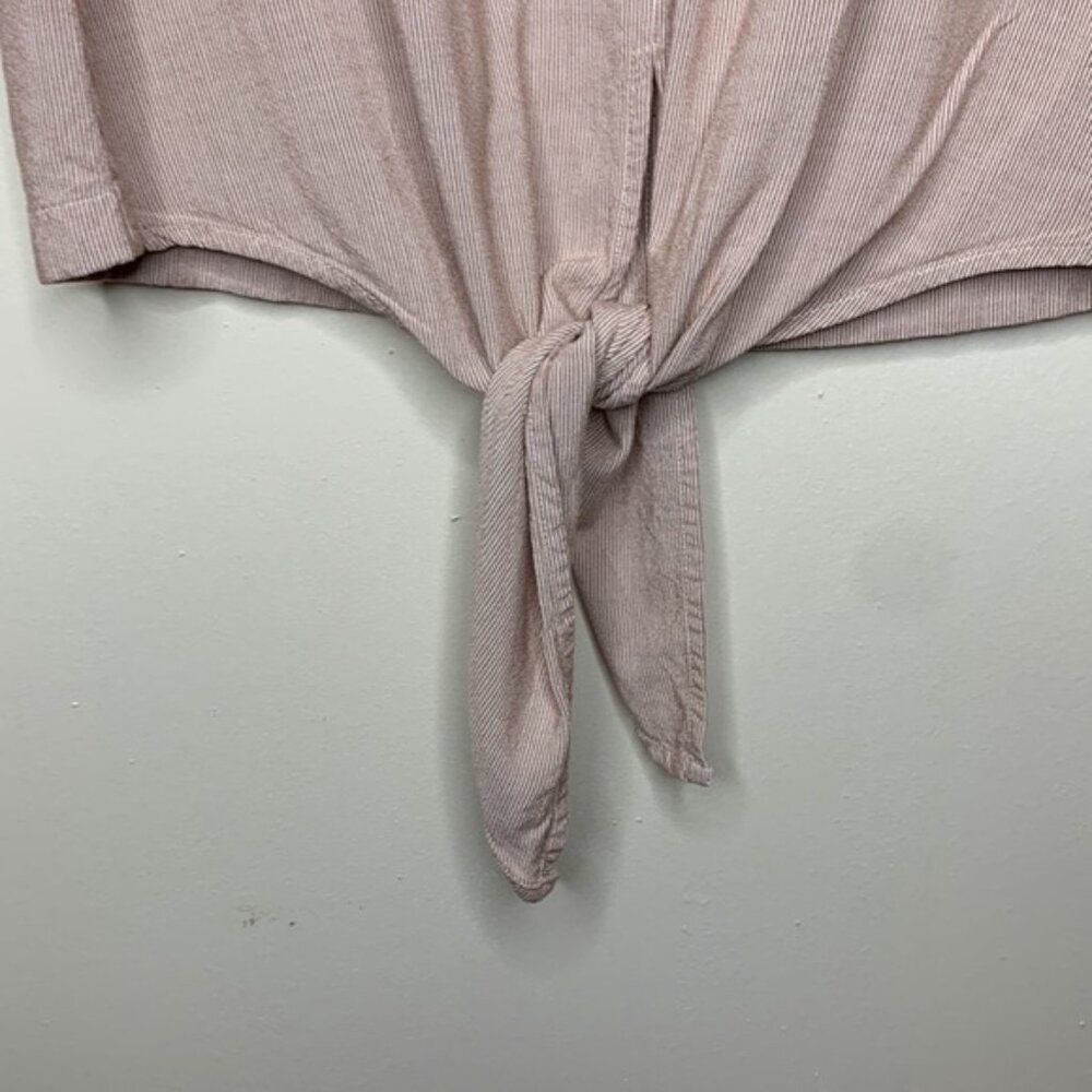 Madewell Button-Back Tie Tee In Stripe Raspberry … - image 4